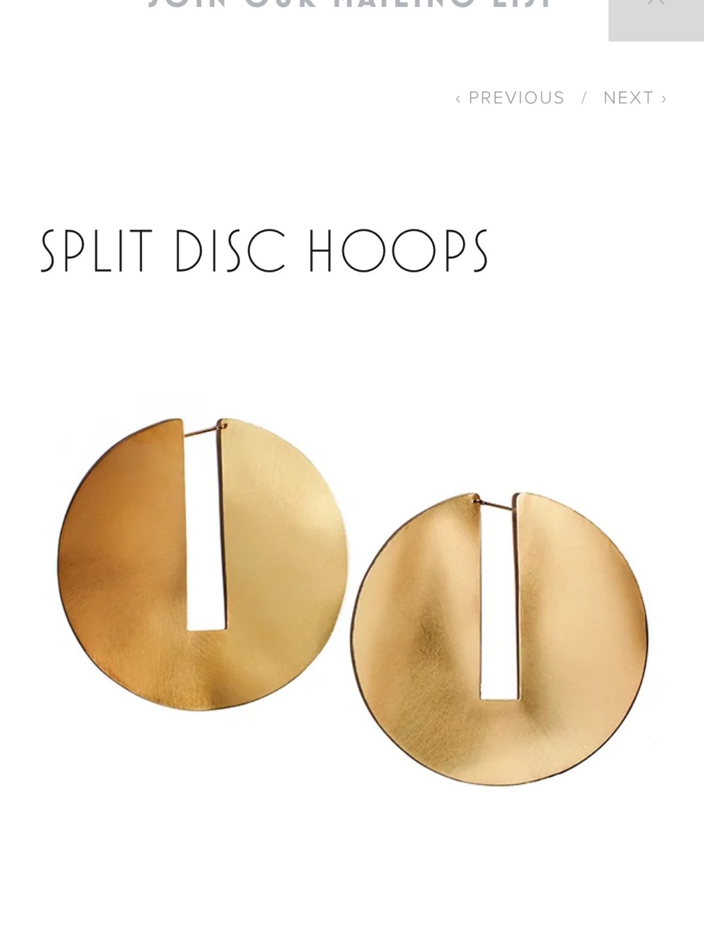 Brooklyn based jeweler Lila Rice brass oval cut out earrings 2.5 diameter.